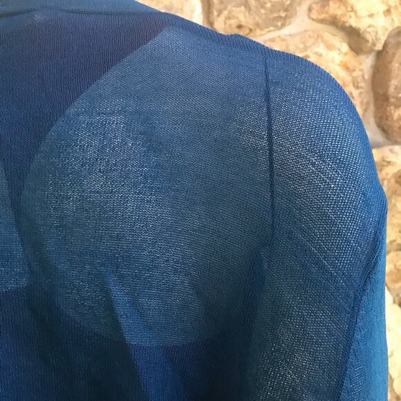 NEW Soft Surroundings Sheer Open Front Blue Cardigan Women's Size XL - Picture 3 of 6